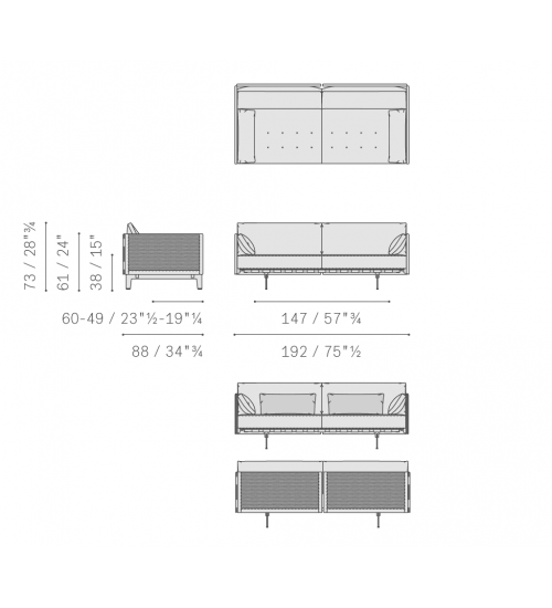 Poltrona Frau柏秋纳弗洛Clayton沙发牛皮SC等级 192*88*H76
